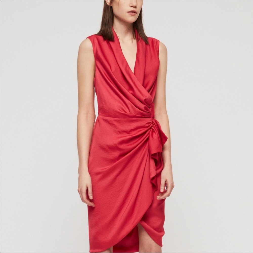 All Saints Cancity Dress in Rose Red US 10